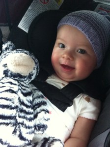 Our little traveler all set for the journey!