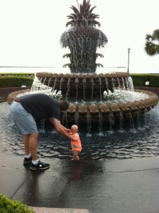 Wading in the fountain